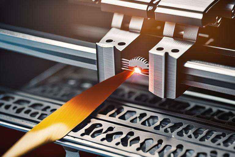 An image showing a precision laser cutting process on a variety of materials