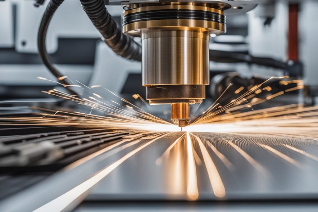 The featured image should be a high-quality photo of a precision laser cutting machine in action