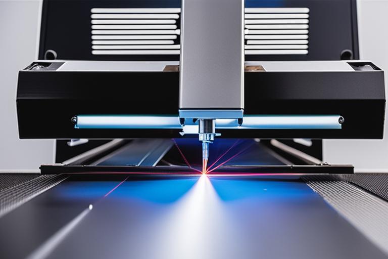 The featured image should be a high-resolution photo of a laser cutting machine in action