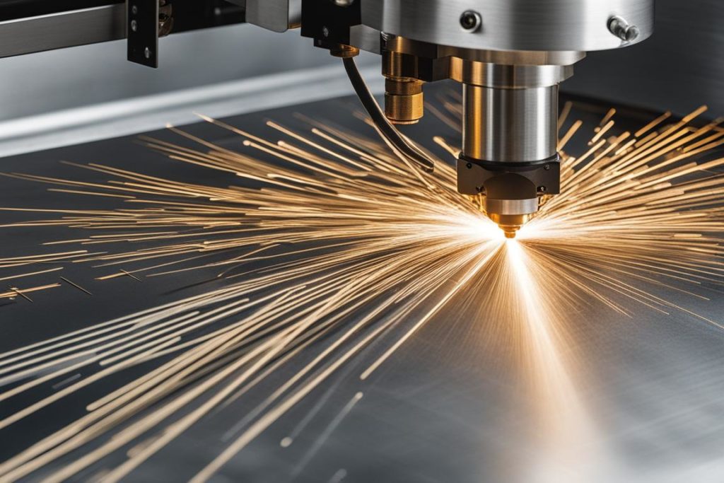 The image should display a high-powered laser cutting through a thick metal sheet