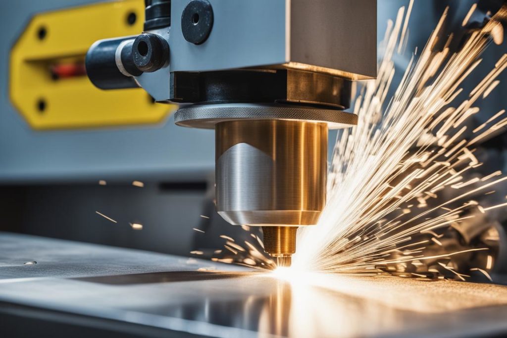 The featured image should contain a close-up shot of a sheet metal punching machine in action