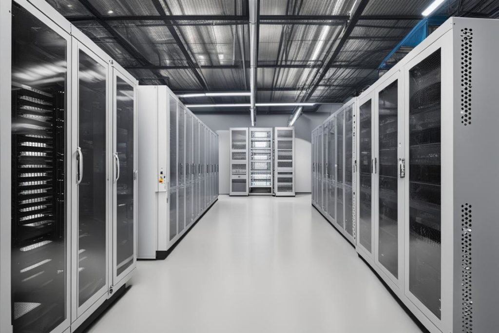 The featured image should be a high-quality photograph showing a modern server cabinet manufacturing